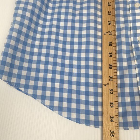 LL Bean Button Up Shirt Mens Size L Tall Blue Striped Short Sleeve 100% Cotton - Picture 9 of 16